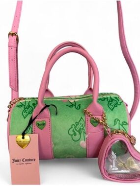 BNWT juicy Couture green and pink cherries mini barrel baG